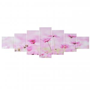 Leinwandbild T375 XL, Wandbild Keilrahmenbild Kunstdruck, 7-teilig 245x87cm ~ Blumen