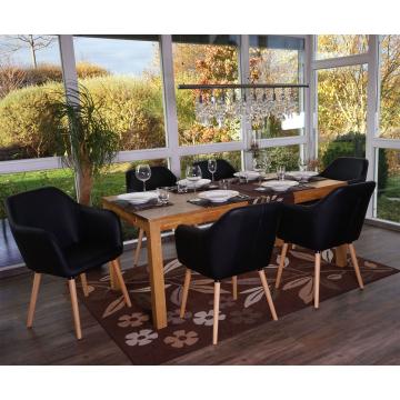 6er-Set Esszimmerstuhl Malm T381, Stuhl Kchenstuhl, Retro 50er Jahre Design ~ Kunstleder, schwarz, helle Beine