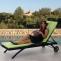 Sonnenliege Kastoria, Relaxliege Gartenliege, Poly-Rattan ~ braun-meliert, Auflage creme
