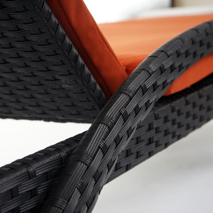 Sonnenliege Kastoria, Relaxliege Gartenliege, Poly-Rattan ~ braun-meliert, Auflage creme