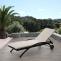 Sonnenliege Kastoria, Relaxliege Gartenliege, Poly-Rattan ~ braun-meliert, Auflage creme