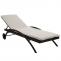 Sonnenliege Kastoria, Relaxliege Gartenliege, Poly-Rattan ~ braun-meliert, Auflage creme