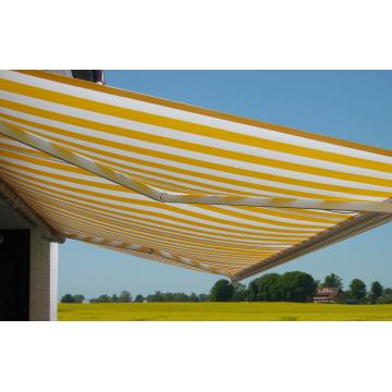 Elektrische Kassettenmarkise T124, Markise Vollkassette 5x3m ~ Acryl Gelb/Wei