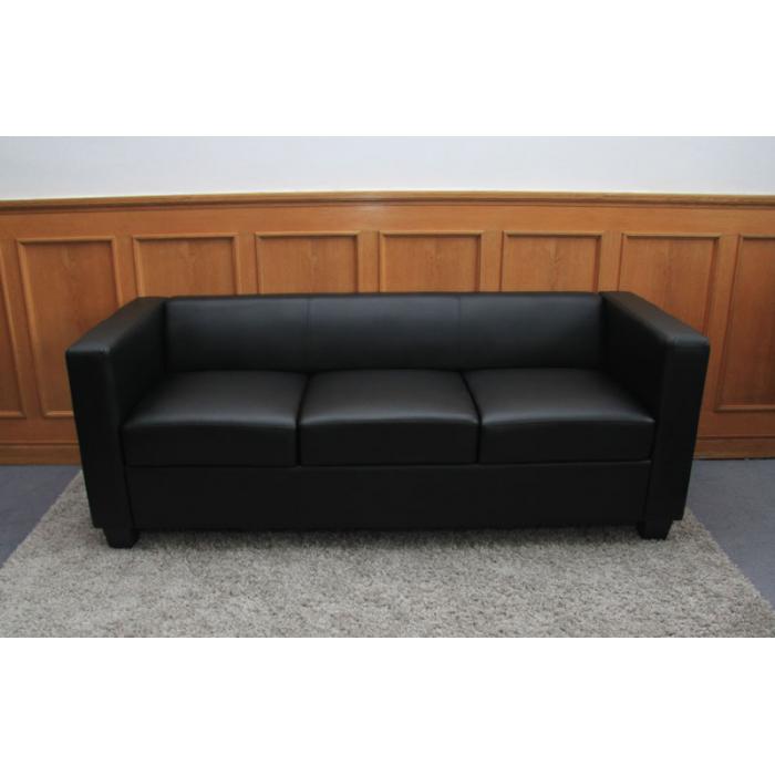 3-1-1 Sofagarnitur Couchgarnitur Loungesofa Lille ~ Leder schwarz