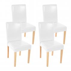 4x Esszimmerstuhl Stuhl Küchenstuhl Littau ~ Kunstleder, weiß helle Beine