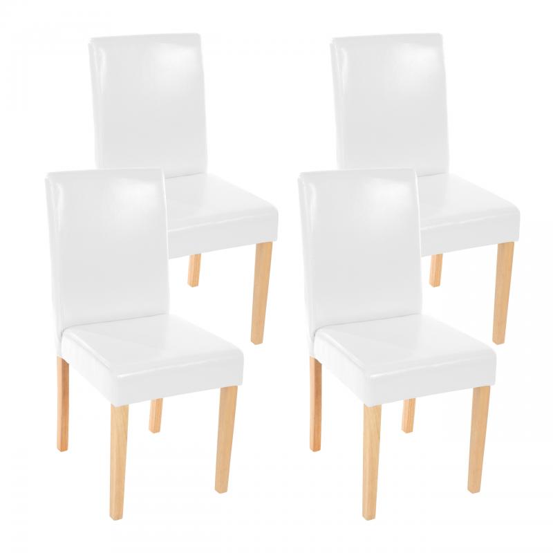 4er-Set Esszimmerstuhl Stuhl Kchenstuhl Littau ~ Leder, wei helle Beine