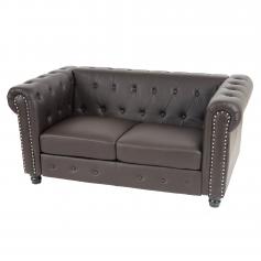 Luxus 2er Sofa Loungesofa Couch Chesterfield Kunstleder ~ runde Füße, braun
