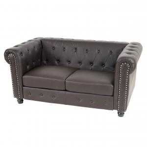 Luxus 2er Sofa Loungesofa Couch Chesterfield Kunstleder 160cm ~ runde Fe, braun