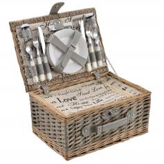 Picknickkorb HLO-PX5 mit Besteck-Set für 4 Personen ~ Grau