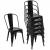 6er-Set Stuhl HWC-A73, Bistrostuhl Stapelstuhl, Metall Industriedesign stapelbar ~ schwarz