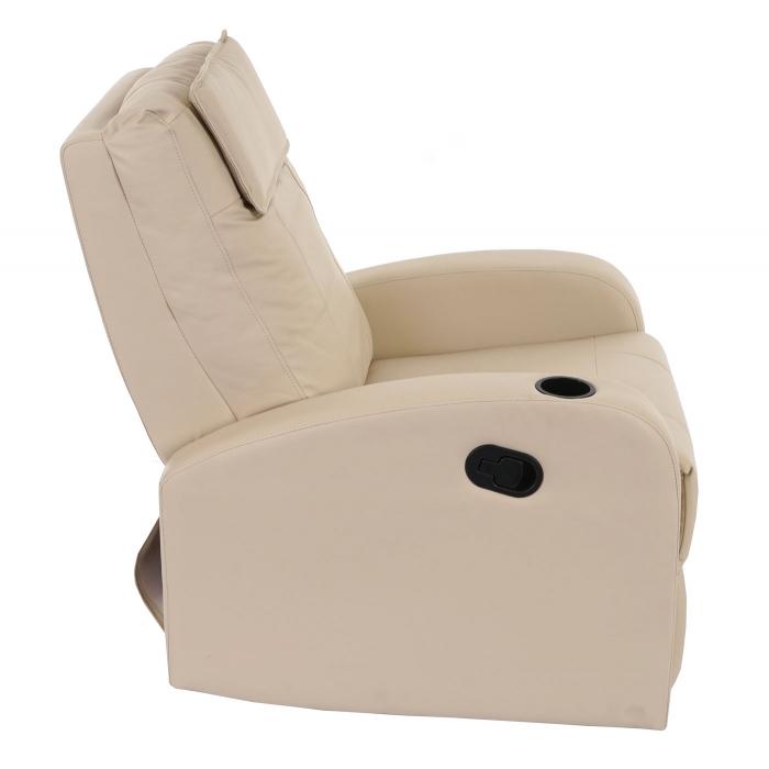 Fernsehsessel Durham, TV Sessel Relaxsessel Liegesessel, Kunstleder ~ creme