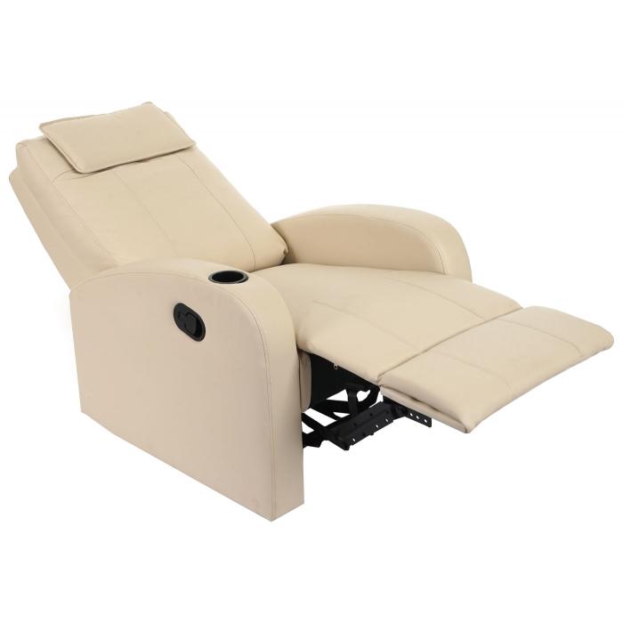 Fernsehsessel Durham, TV Sessel Relaxsessel Liegesessel, Kunstleder ~ creme