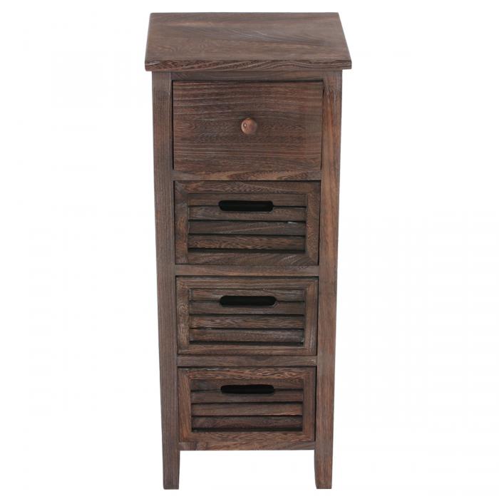 Kommode T18, Schubladenschrank Schrank, 4 Schubladen, 74x30x25cm Shabby-Look Vintage ~ braun