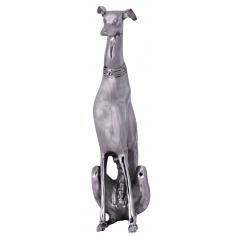 Deko Windhund A109, Figur Dekofigur Hund Skulptur Statue, Aluminium, 70x18x25cm ~ silber