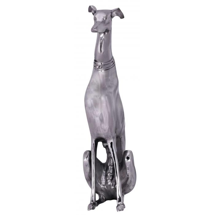 XL Design Skulptur DOG Aluminium 70 cm Figur Hund Windhund Deko Dekoration Alu