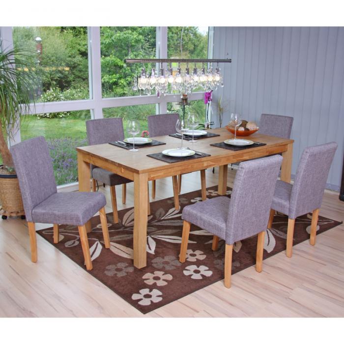 6er-Set Esszimmerstuhl Stuhl Küchenstuhl Littau ~ Textil, grau, helle Beine