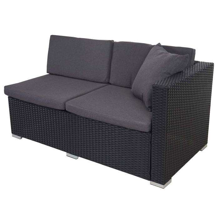 Poly-Rattan-Ecksofa ROM Basic, Lounge Sofa Gartensofa Gartenmbel mit Kissen, Alu ~ anthrazit, Kissen anthrazit