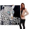 Ölgemälde Weißer Leopard, 100% handgemaltes Wandbild Gemälde XL, 100x100cm
