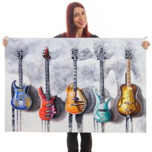 lgemlde Gitarren, 100% handgemaltes Wandbild 3D-Bild Gemlde XL, 120x80cm