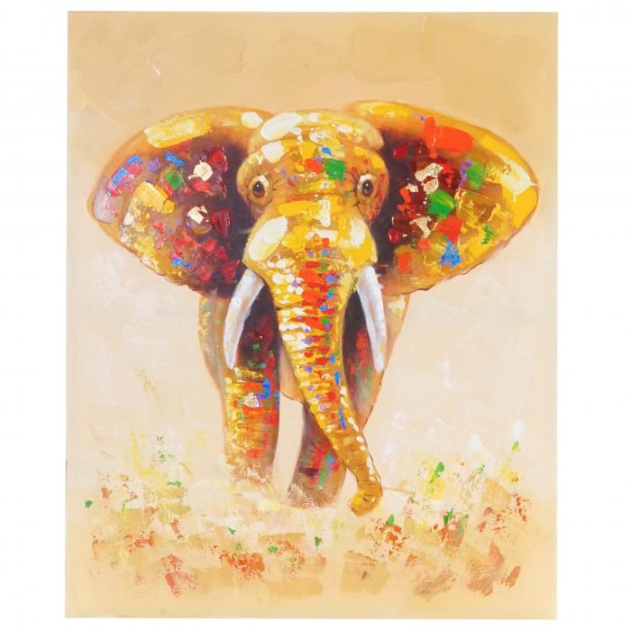 lgemlde Elefant, 100% handgemaltes Wandbild Gemlde XL, 100x80cm