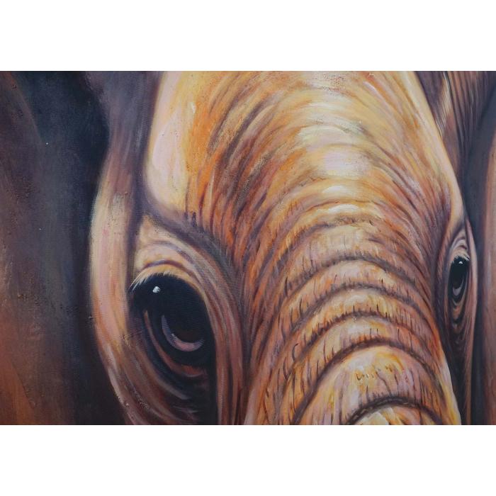 lgemlde Nahaufnahme Elefant, 100% handgemaltes Wandbild Gemlde XL, 120x100cm