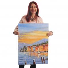 Ölgemälde Küste, 100% handgemaltes Wandbild Gemälde XL, 70x50cm