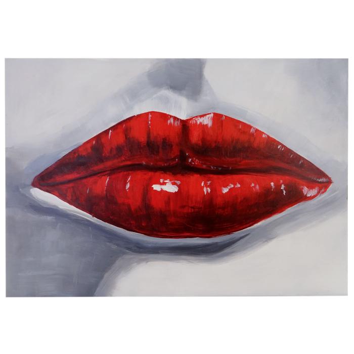 lgemlde Lippen, 100% handgemaltes Wandbild Gemlde XL, 120x85cm