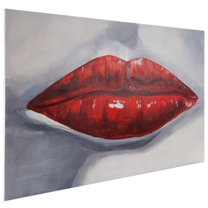 lgemlde Lippen, 100% handgemaltes Wandbild Gemlde XL, 120x85cm