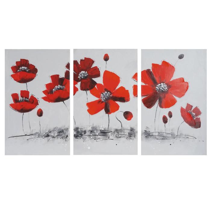 lgemlde Mohnblume, 100% handgemaltes Wandbild Gemlde XL, 165x90cm