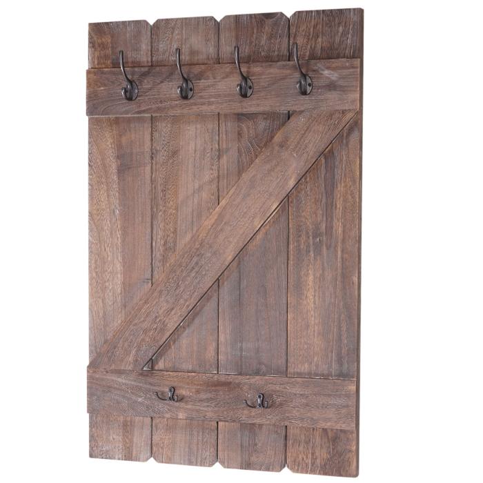 Wandgarderobe HWC-D13, Garderobe Garderobenpaneel, 6 Haken 91x60cm ~ braun shabby