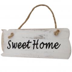 Wandschild Sweet Home, Dekoschild Holzschild, Shabby-Look 10x25x1cm ~ weiß