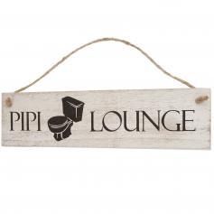 Wandschild Pipi-Lounge, Dekoschild Holzschild, Shabby-Look 11x43x1cm weiß