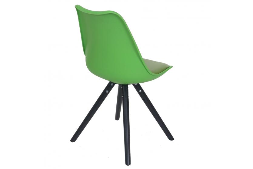 4x Esszimmerstuhl Malmö T501, Retro Design ~ grün, Sitzfläche Kunstleder grün, dunkle Beine 4x Esszimmerstuhl Malmö T501, Retro Design ~ grün, Sitzfläche Kunstleder grün, dunkle Beine