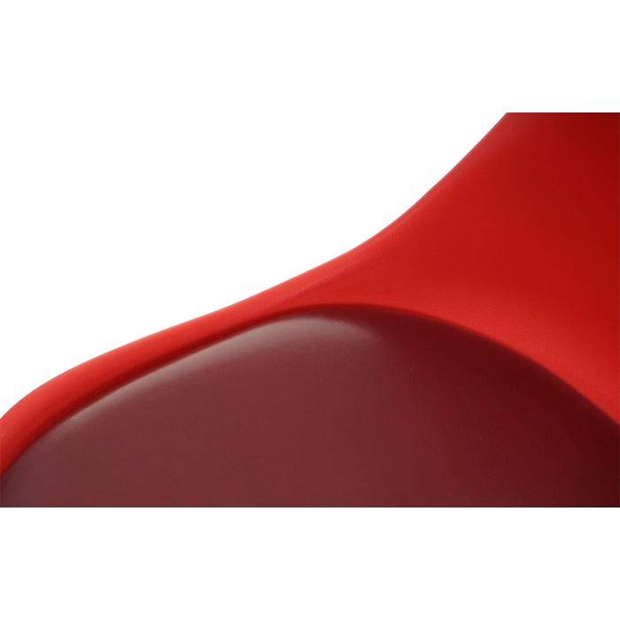 4x Esszimmerstuhl Malmö T501, Retro Design ~ rot, Sitzfläche Kunstleder rot, dunkle Beine 4x Esszimmerstuhl Malmö T501, Retro Design ~ rot, Sitzfläche Kunstleder rot, dunkle Beine