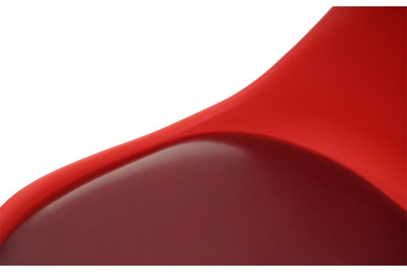 4x Esszimmerstuhl Malmö T501, Retro Design ~ rot, Sitzfläche Kunstleder rot, dunkle Beine 4x Esszimmerstuhl Malmö T501, Retro Design ~ rot, Sitzfläche Kunstleder rot, dunkle Beine