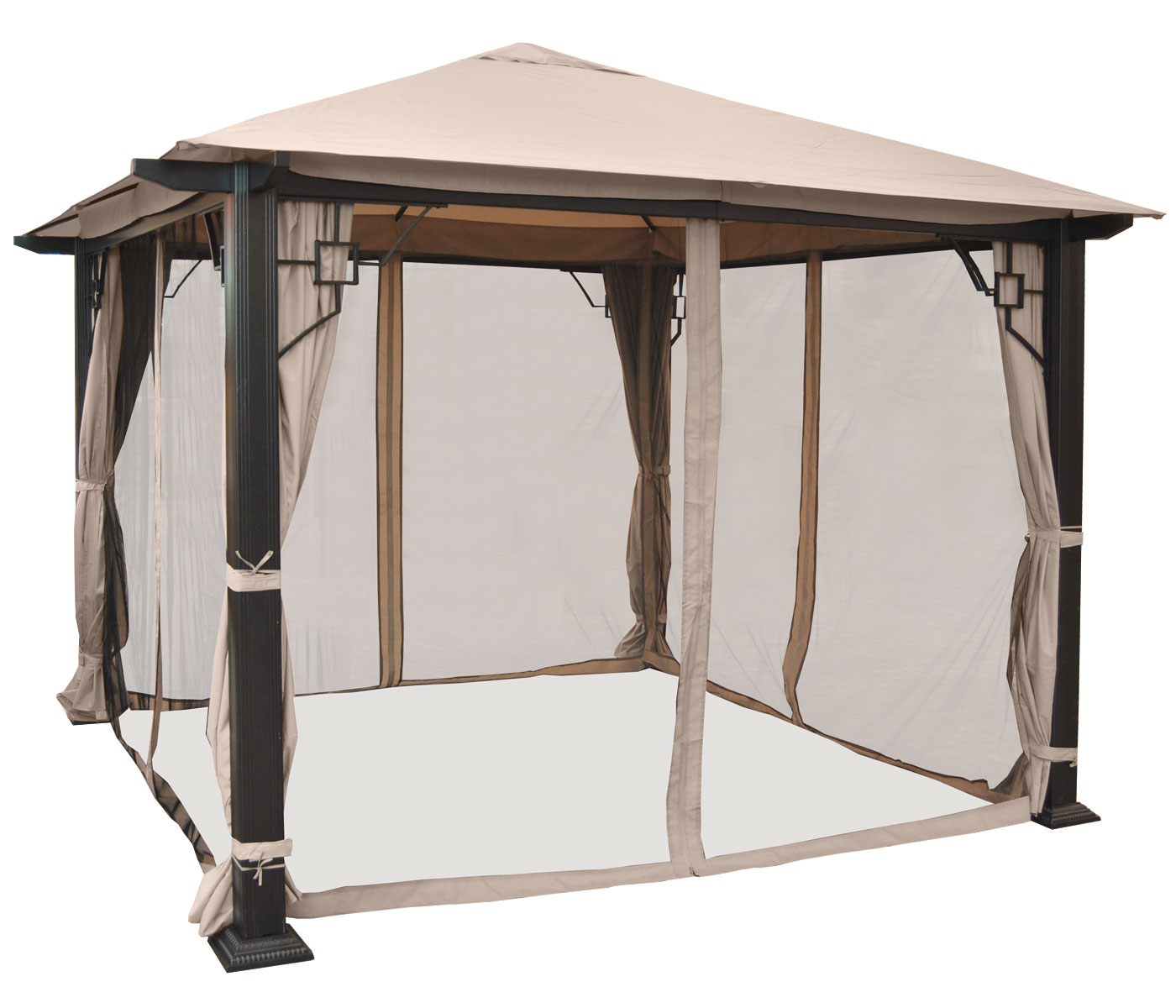 Pergola Mira, Garten Pavillon, 12cm LuxusAluGestell mit Seitenwand