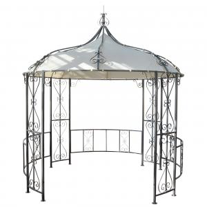 Pergola Almeria, Rundpavillon Garten Pavillon, stabiles Stahl-Gestell  3m ~ creme