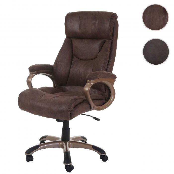 Brostuhl Dallas, Schreibtischstuhl Drehstuhl Chefsessel ~ Wildleder-Optik taupe-braun