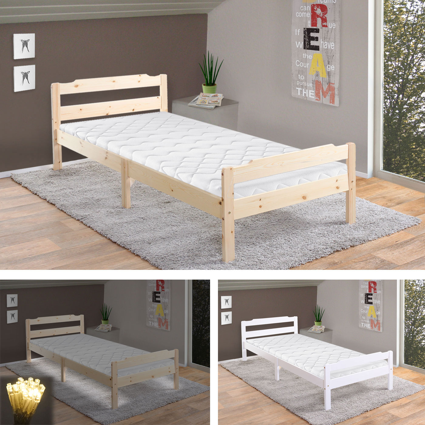 Letti singoli legno massiccio : letti singoli legno massello ... Telaio letto