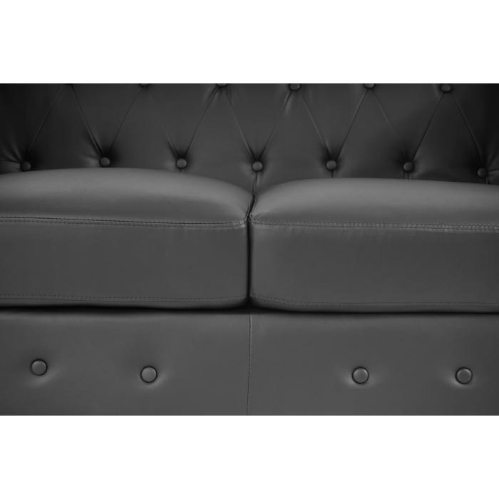 2er Sofa Kunda, Couch Loungesofa, Kunstleder, Metall-Füße ~ schwarz von  Heute-Wohnen