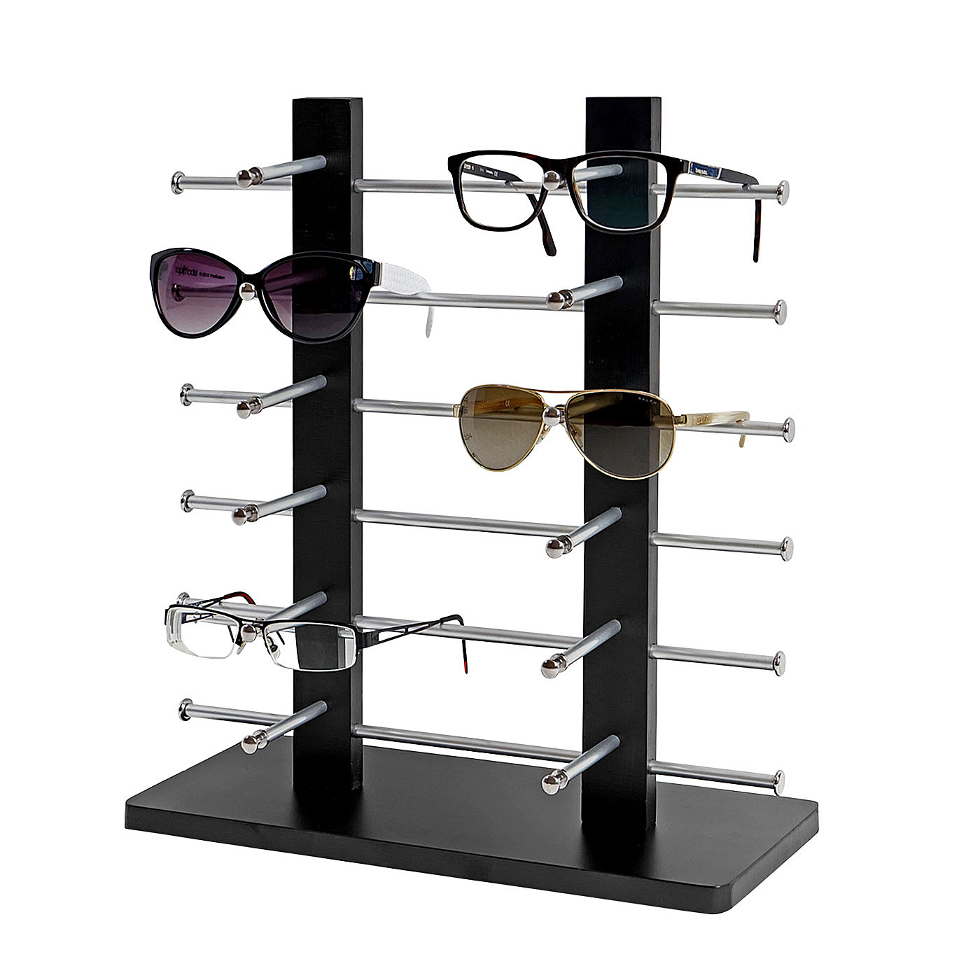 Brillenständer Vendee, Brillenhalter Brillendisplay für 12 Brillen, 42x39cm  ~ schwarz von Heute-Wohnen