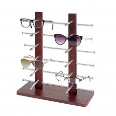 Brillenständer Vendee, Brillenhalter Brillendisplay für 12 Brillen, 42x39cm ~ braun