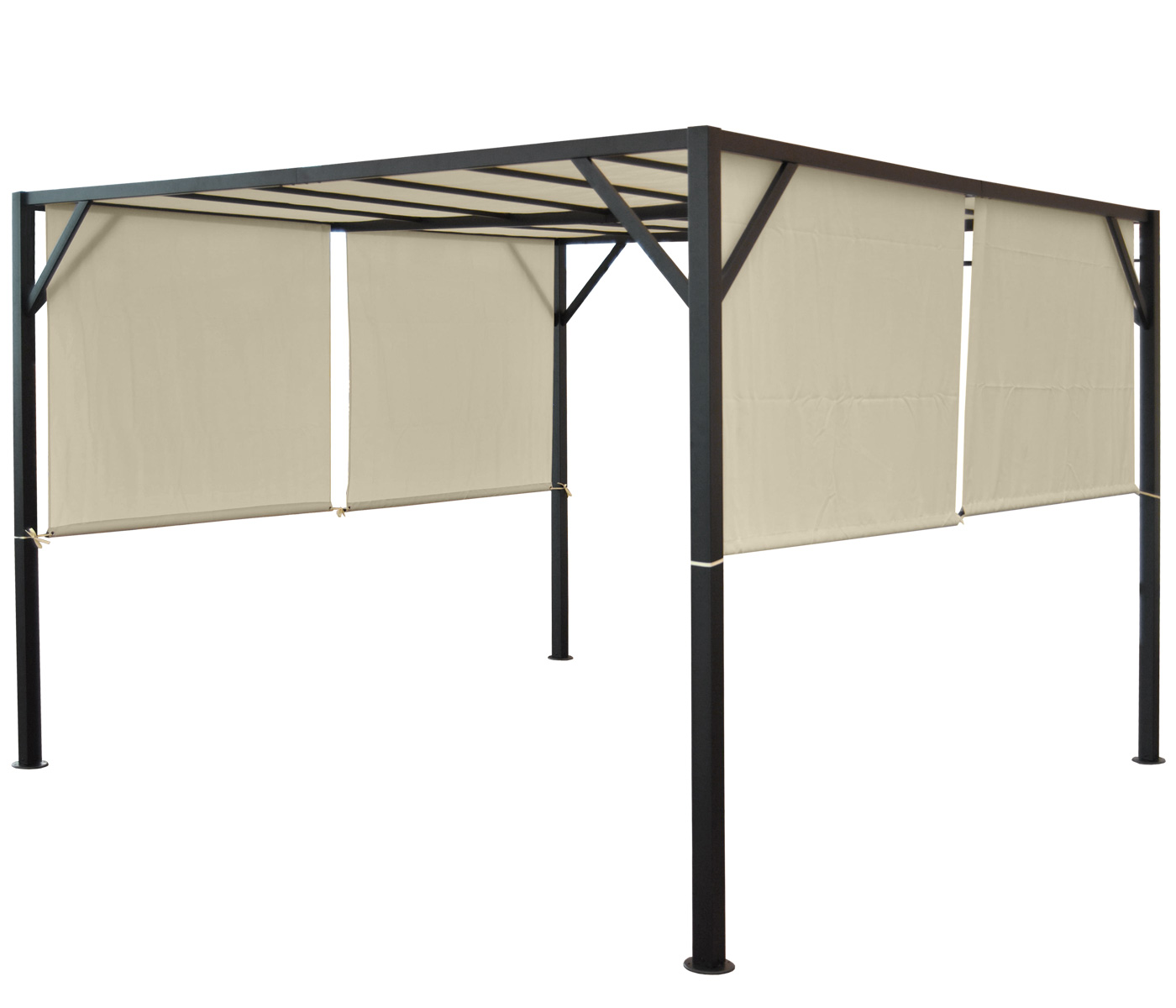 Pergola mit Schiebedach per Seilzug Farbe: schwarz, creme