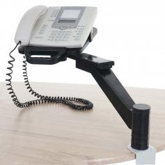 Telefonarm T555, Telefonhalter Telefonschwenkarm Tischhalterung, schwarz