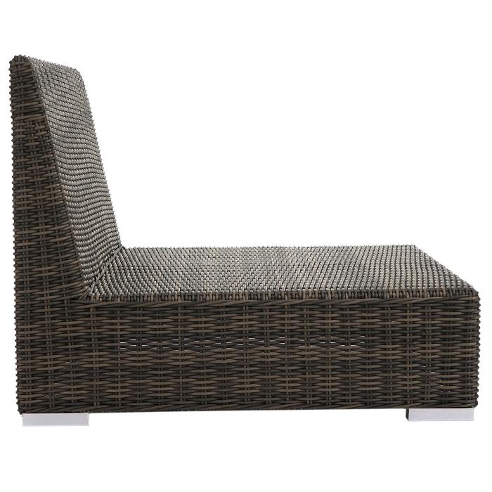 Einzelstck | Luxus Poly-Rattan Sofa-Garnitur Melilla, bestehend aus 1x Mittelteil 1x Eckteil 1x Ottomane, Alu-Gestell