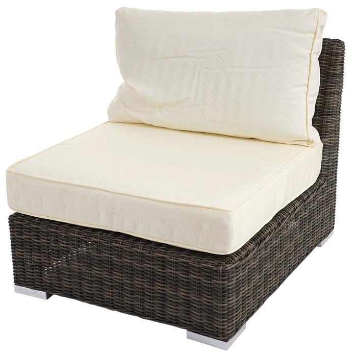 Einzelstck | Luxus Poly-Rattan Sofa-Garnitur Melilla, bestehend aus 1x Mittelteil 1x Eckteil 1x Ottomane, Alu-Gestell