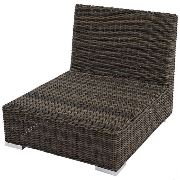 Einzelstck | Luxus Poly-Rattan Sofa-Garnitur Melilla, bestehend aus 1x Mittelteil 1x Eckteil 1x Ottomane, Alu-Gestell