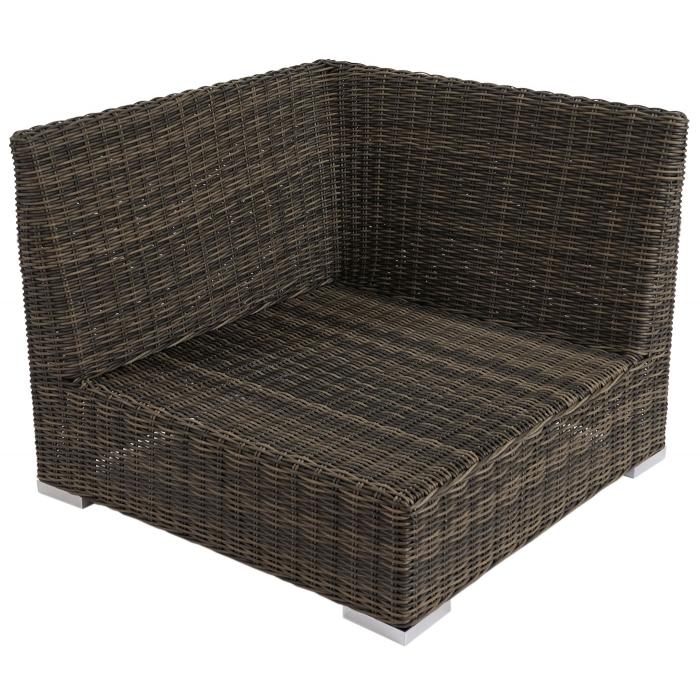 Einzelstck | Luxus Poly-Rattan Sofa-Garnitur Melilla, bestehend aus 1x Mittelteil 1x Eckteil 1x Ottomane, Alu-Gestell