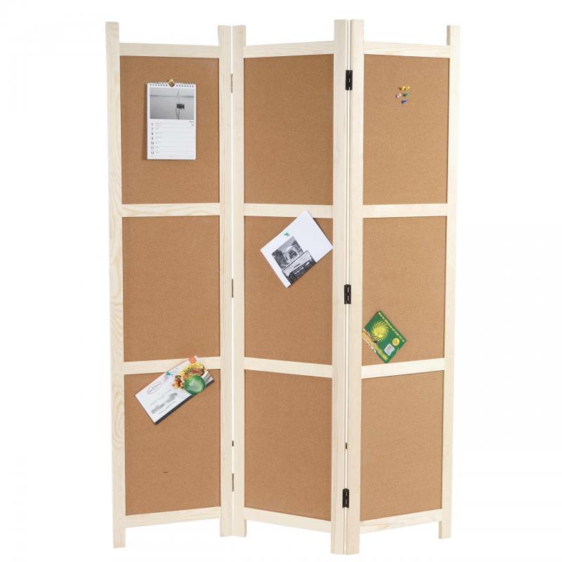Paravent HWC-G52, Raumteiler Trennwand Sichtschutz, Pinnwand Kork ~ braun, 3 Panele 166x121cm