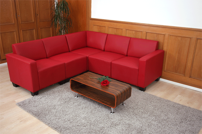 Modular Sofa-System Couch-Garnitur Lyon 5, Kunstleder ~ rot